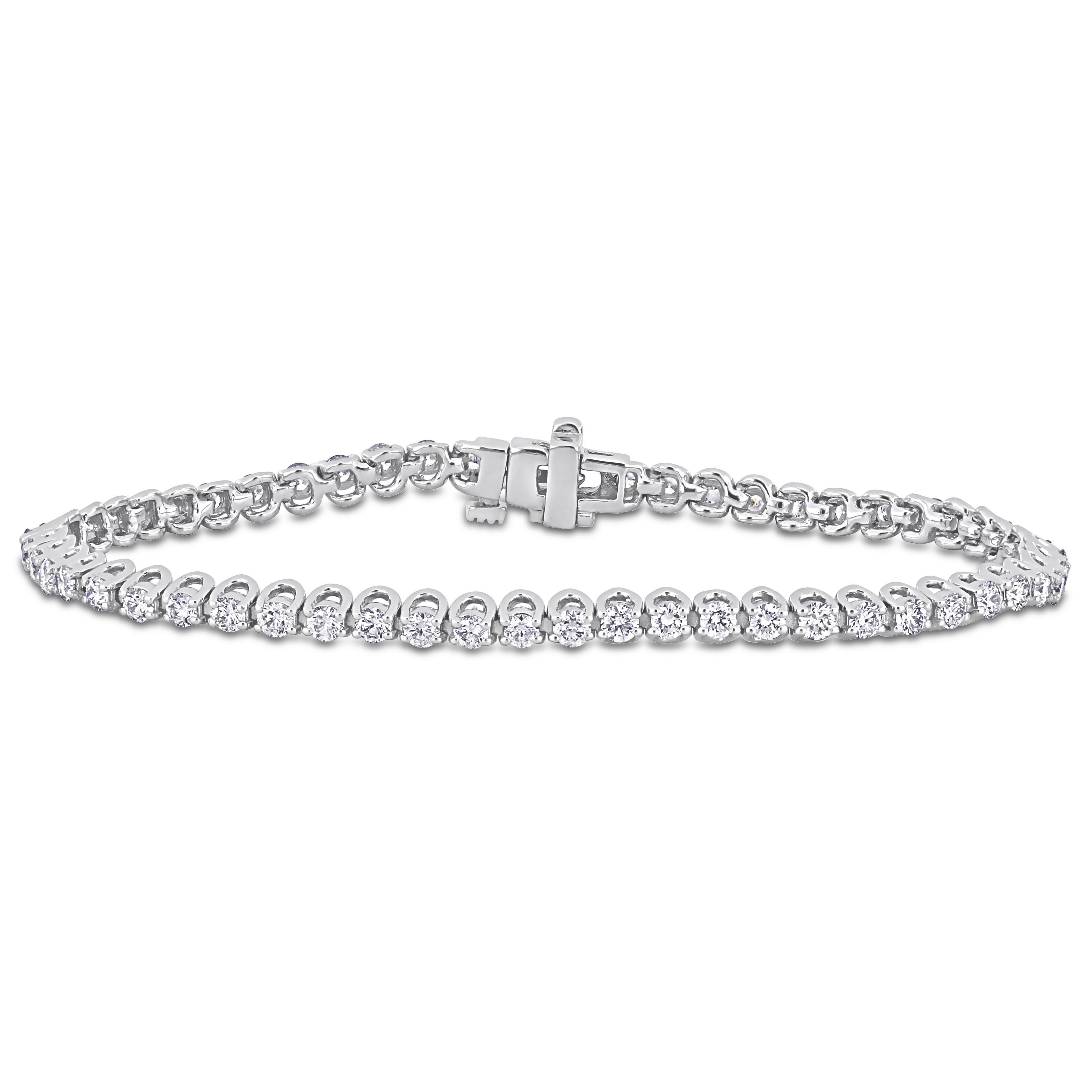 Miadora 3 1/10ct TDW Diamond Tennis Bracelet in 14k White Gold