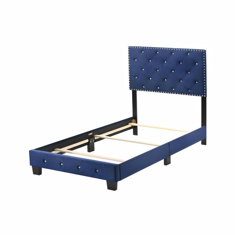 Navy Blue Twin Bed with Robust Frame
