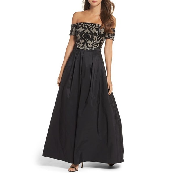 vince camuto sequin off the shoulder gown