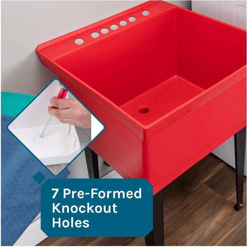 TEHILA Utility Sink Laundry Tub with Black High Arc Coil Faucet