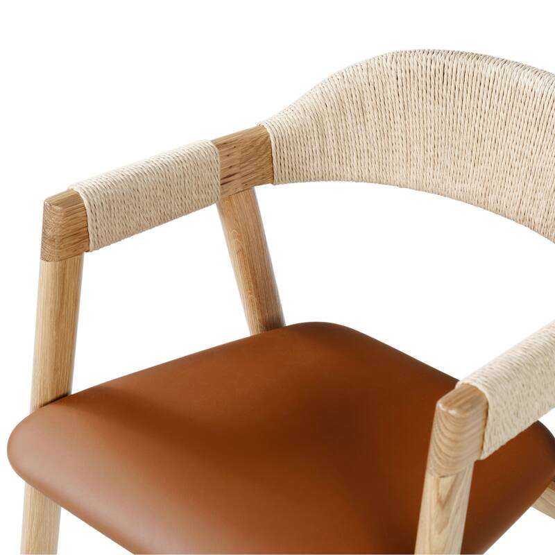 SAFAVIEH Couture Simeonka Brown Leather Dining Chair - 22" W x 21" D x 30" H - 22Wx21Dx30H