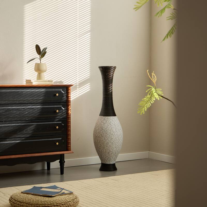 Hand-Woven PVC Rattan Floor Vase