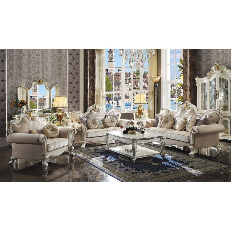 Deveraux Antique Pearl Sofa with 7 Pillows