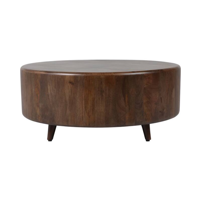 Wood Coffee Table Round Metallic Finish Modern Home Decor - 16" Blue - 36" x 36" x 15.5"