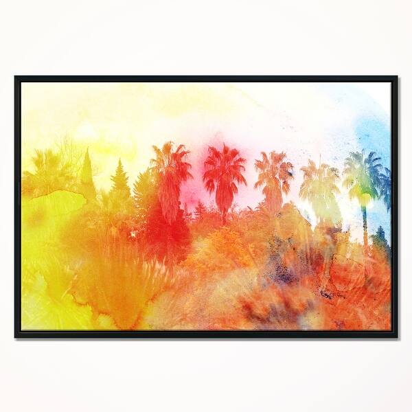 Shop Designart Abstract Tropical Landscape Abstract Framed