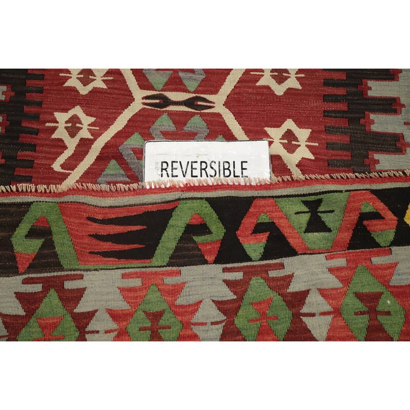 Hand Woven Oriental 100% Wool Carpet Southwestern Tribal Oranges & Rust Kilim Area Rug - 11' 3'' X 5' 8''