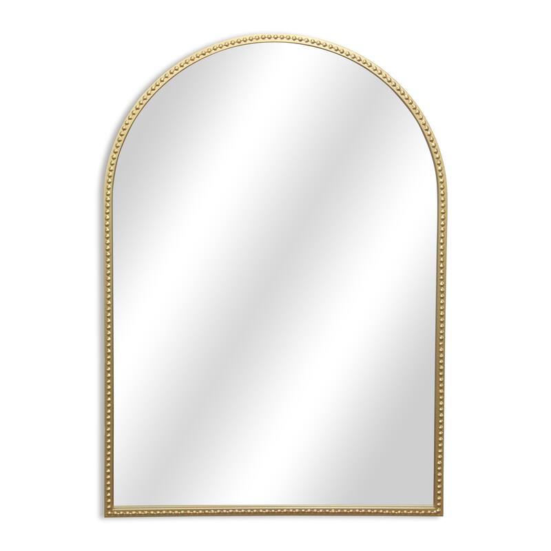 Nuvelle Curve Top Studded Gold Metal Framed Wall Mirror