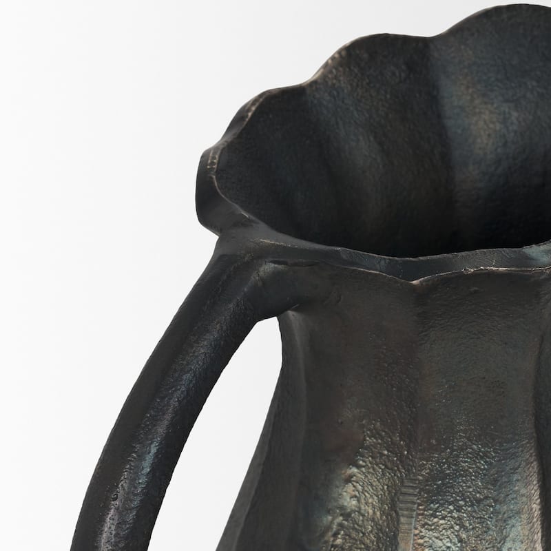 Anya Antiqued Brass Scalloped Petal Cast Metal Jug