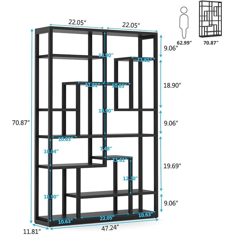 Bookshelf Black,Storage Rack Bookcase for Living Room