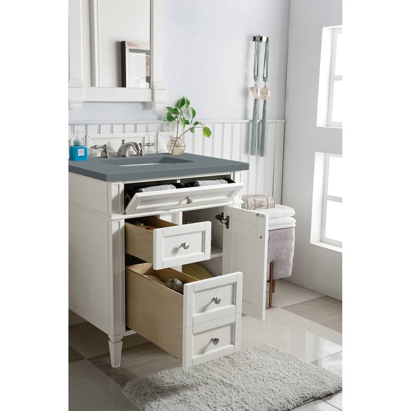 James Martin Vanities Brittany 30" Single Vanity, Bright White - 30 x 23.50 x 34