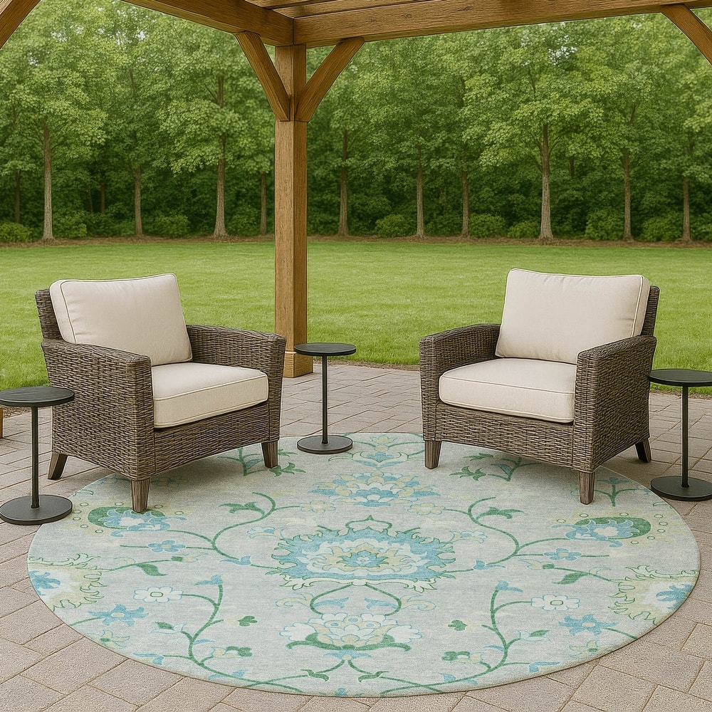 Machine Washable Indoor/ Outdoor Traditional Serena Chantille Rug