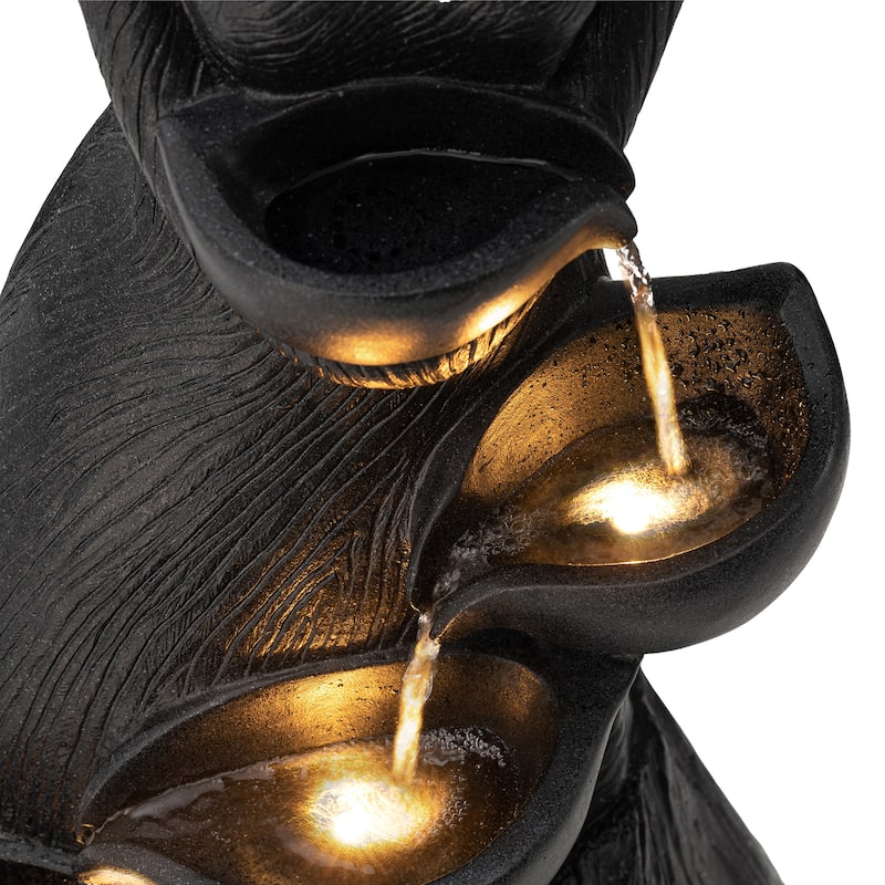 Glitzhome 5-Tiered Modern Women Sculpture Polyresin Outdoor Floor Fountain with LED Lights