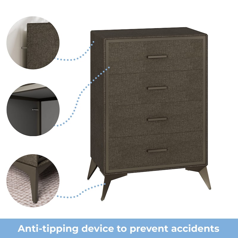 Metal-Framed Fabric Storage Dresser Cabinet with Drawer