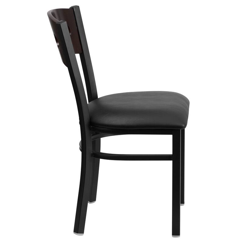Black Decorative 3 Circle Back Metal Restaurant Chair - 17"W x 21"D x 32"H
