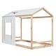 preview thumbnail 18 of 16, Twin Size House Platform Bed with Roof and Window, Sturdy Pine Wood Frame, Decorative and Fun Design, White+Antique Grey