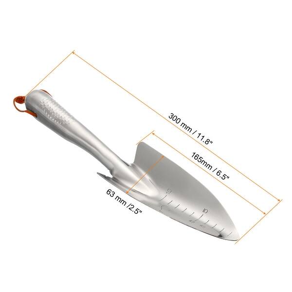 slide 3 of 5, 2Pcs 6.5x2.5" Garden Trowel Gardening Hand Shovel Spade Garden Tools with Scale - Silver Tone Silver Tone