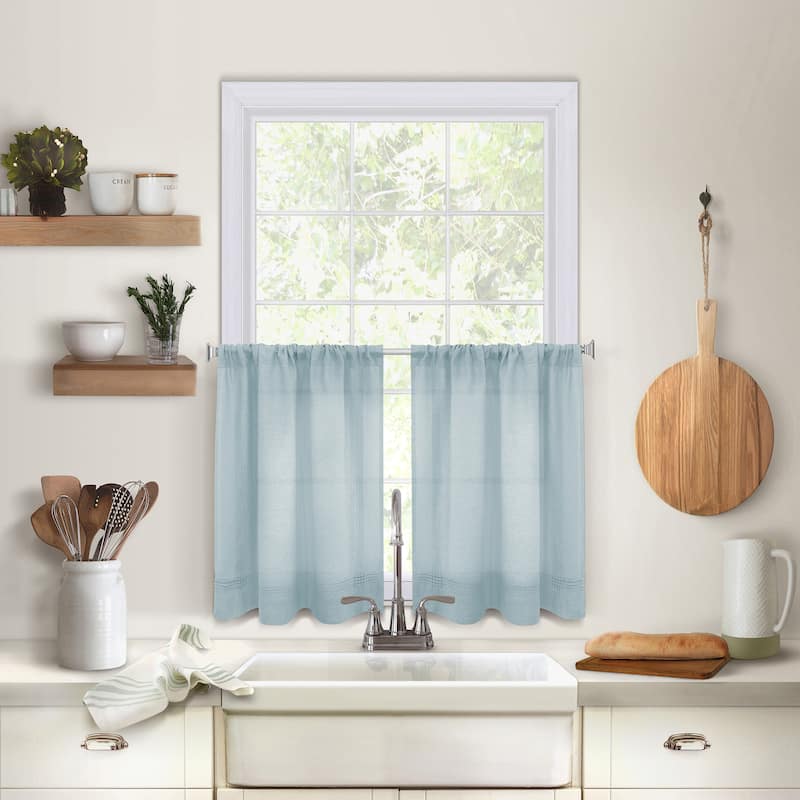 Maison Pintuck Kitchen Window Tiers, Set of 2 - 30" x 36" - Mineral