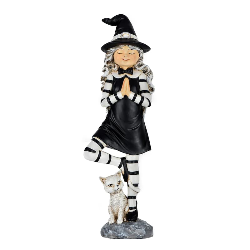 National Tree Company Halloween Tabletop Decoration, Black, Witch in a Yoga Pose, 9 Inches - 9 in