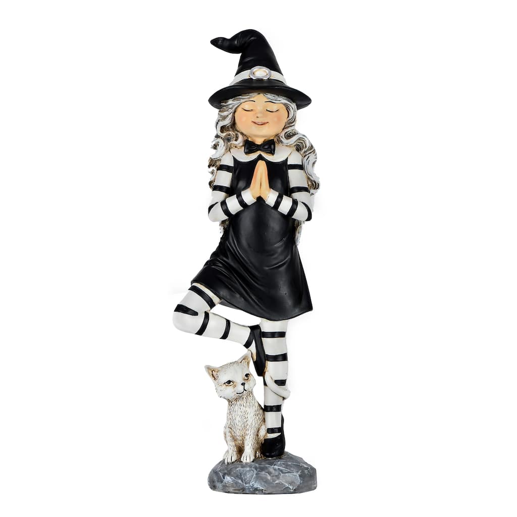 National Tree Company Halloween Tabletop Decoration, Black, Witch in a Yoga Pose, 9 Inches - 9 in