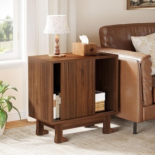 Chic MDF End Side Table with Open Shelf for Living Room - Bed Bath