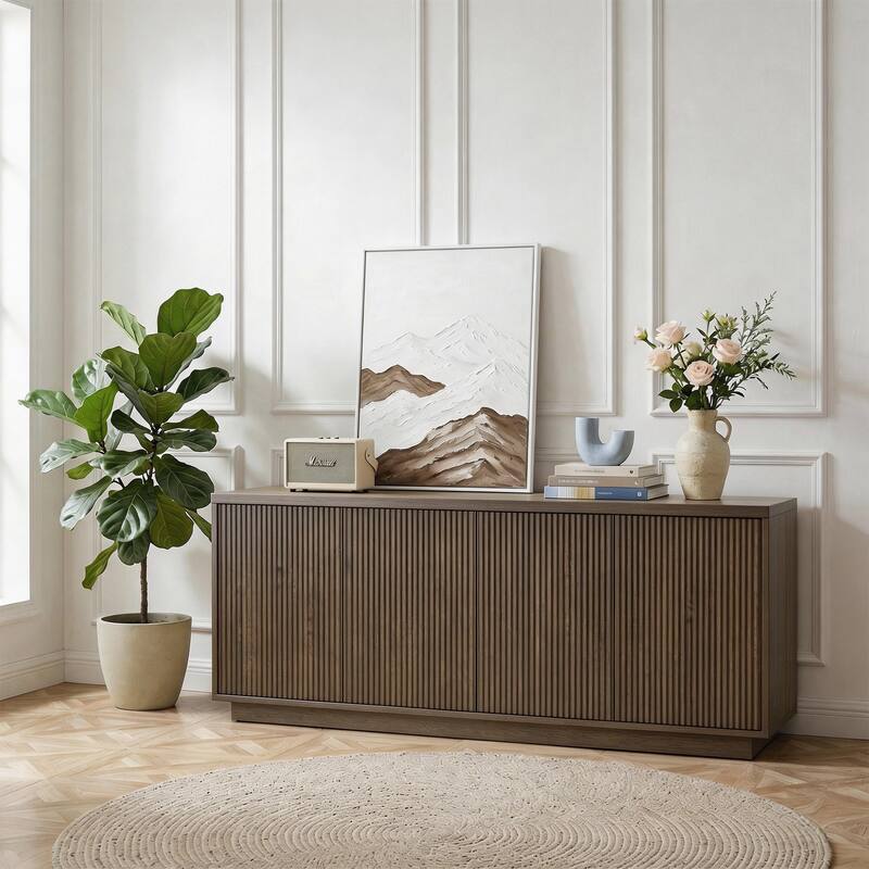 Mid-Century Modern 4-Door Storage Sideboard Cabinet