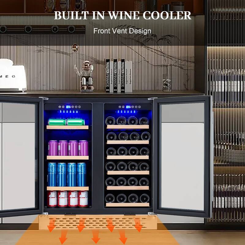 30-Inch Dual Zone Wine and Beverage Refrigerator with Glass Door