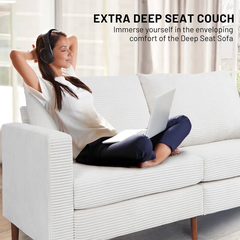 82.7" Sofas for Living Room, Comfy Love Seat Couches, Corduroy Loveseat Sofa,, Easy Assembly for Small Spaces