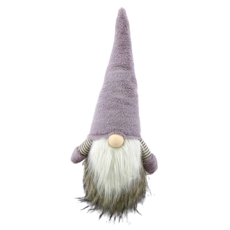 Fuzzy Gnome Christmas Tabletop Figurine - 17.5" - Purple and Gray