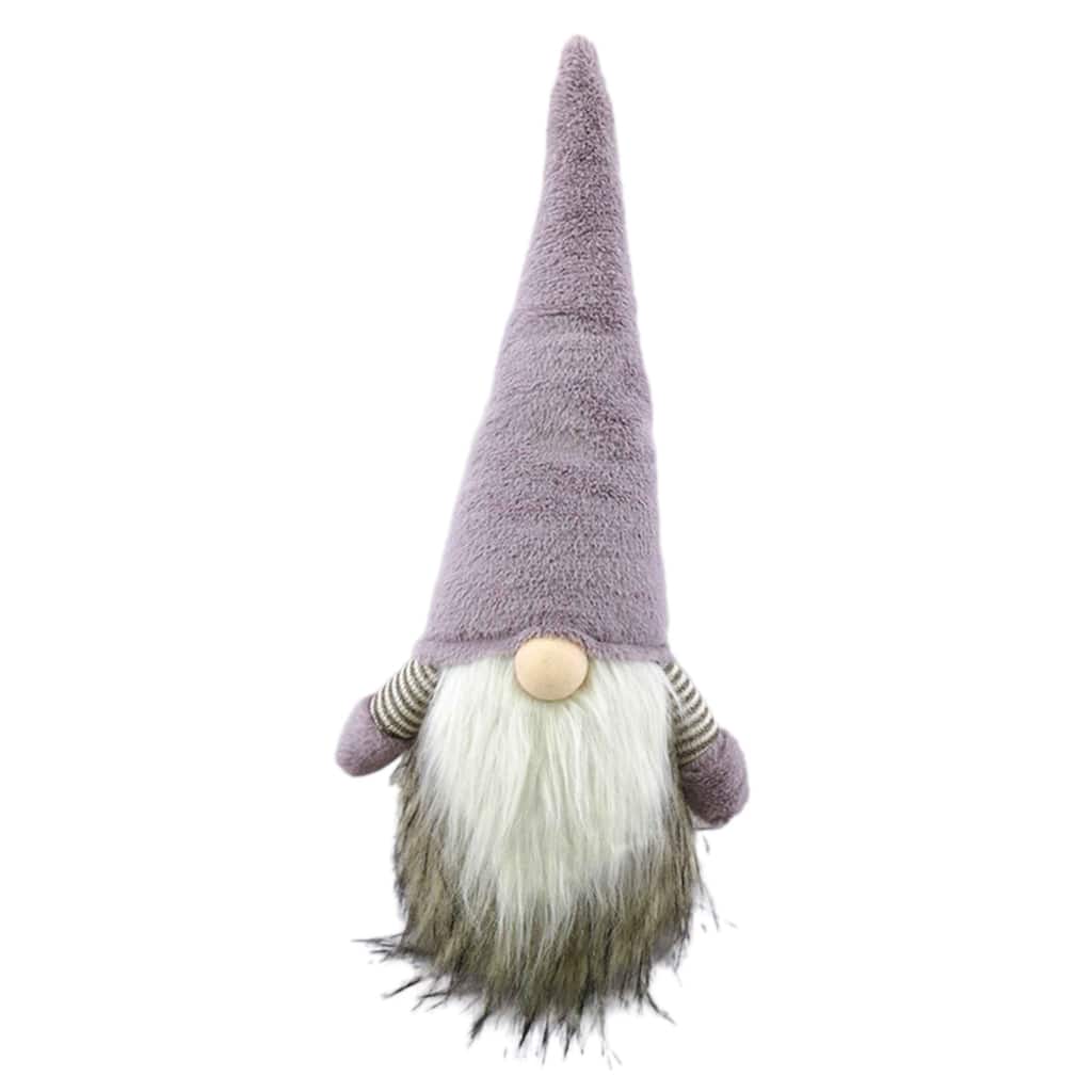 Fuzzy Gnome Christmas Tabletop Figurine - 17.5" - Purple and Gray