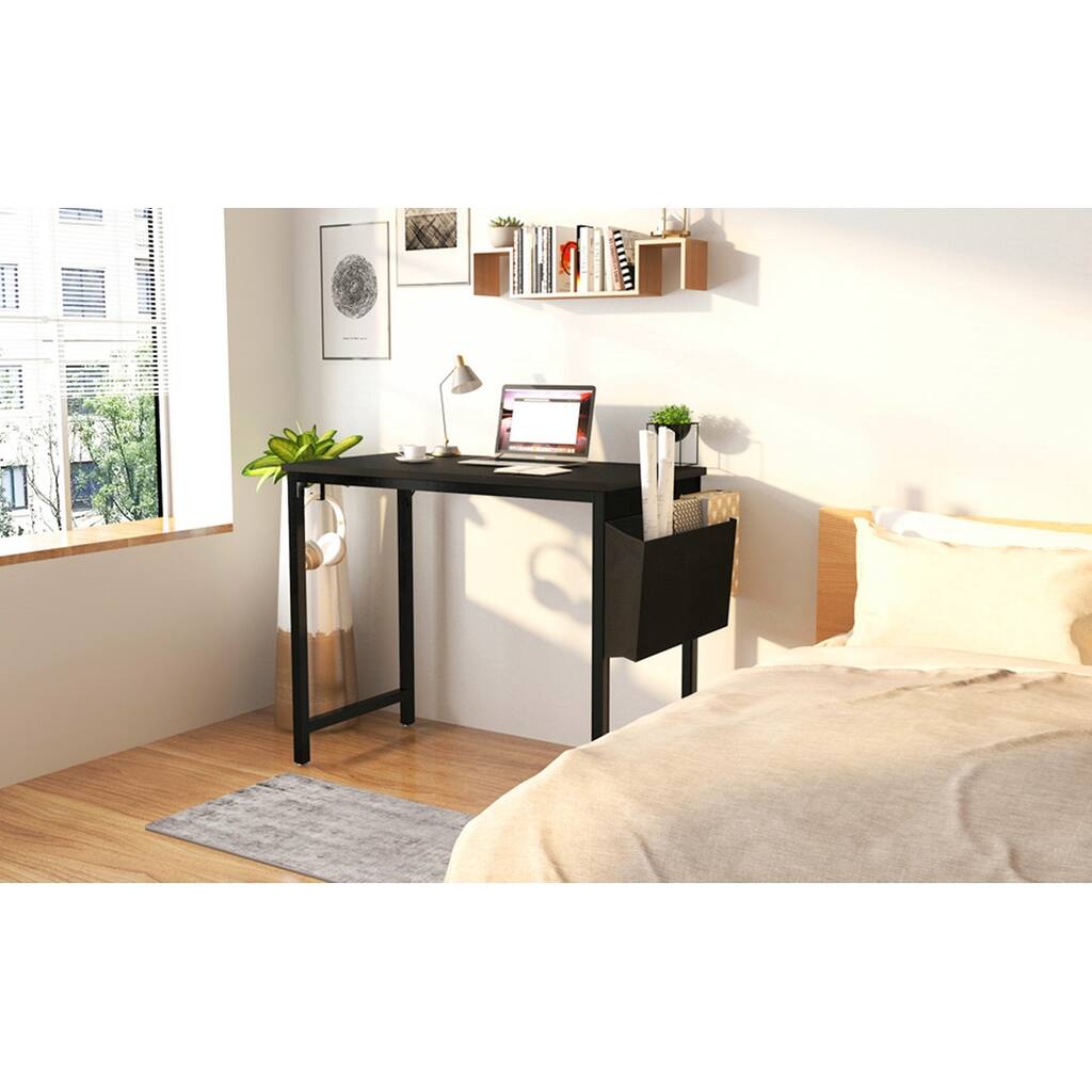 40" Computer Desk Small Study Table Writing Desks with Storage Bag PC Laptop Table Home Office Gaming School Bedromm Workstation