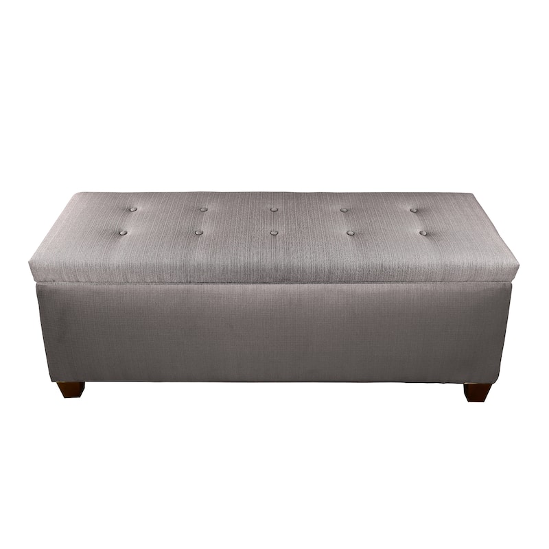 Sole Secret Button Tufted Linen Storage Bench