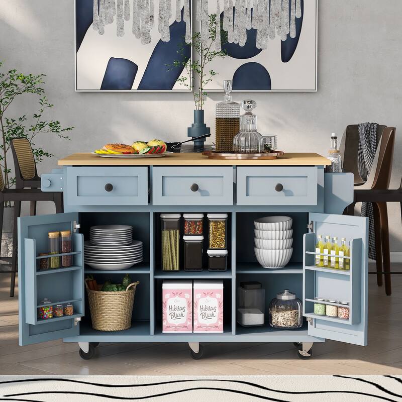Chichoice Kitchen Islands & Carts with Storage on Wheels, Rolling Kitchen Island Cart with Drop Leaf Countertop