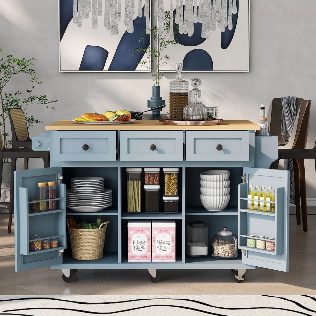 Chichoice Kitchen Islands & Carts with Storage on Wheels, Rolling Kitchen Island Cart with Drop Leaf Countertop