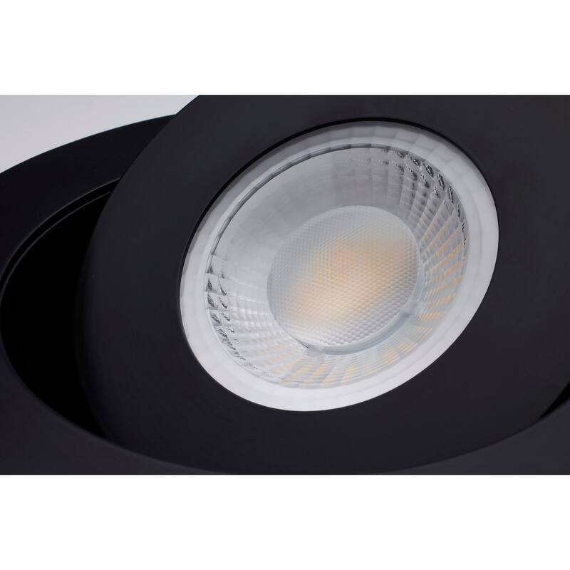 15 Watt CCT Selectable LED Direct Wire Downlight Gimbaled 6 Inch Round Remote Driver Black