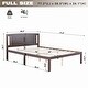 preview thumbnail 13 of 12, Full Size Wood Platform Bed Frame with Headboard, Slatted, Modern Style
