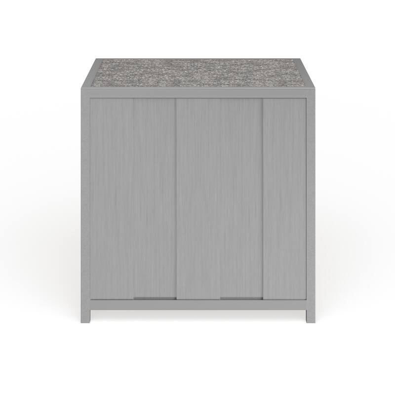 Woolf Industrial Silver Metal 1-Drawer Nightstand with USB Ports by Carbon Loft