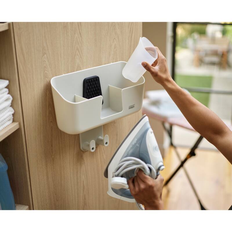 Joseph Joseph IronHub Wall-mounted Iron Storage Caddy with Ironing Board Hook - Ecru