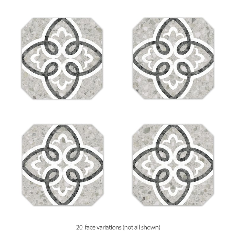 Merola Tile Riviera Octagon Garde Gris 7-7/8" x 7-7/8" Porcelain Floor and Wall Tile