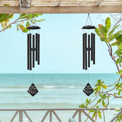 Glitzhome Set of 2 - 38''H Metal Black Windchime