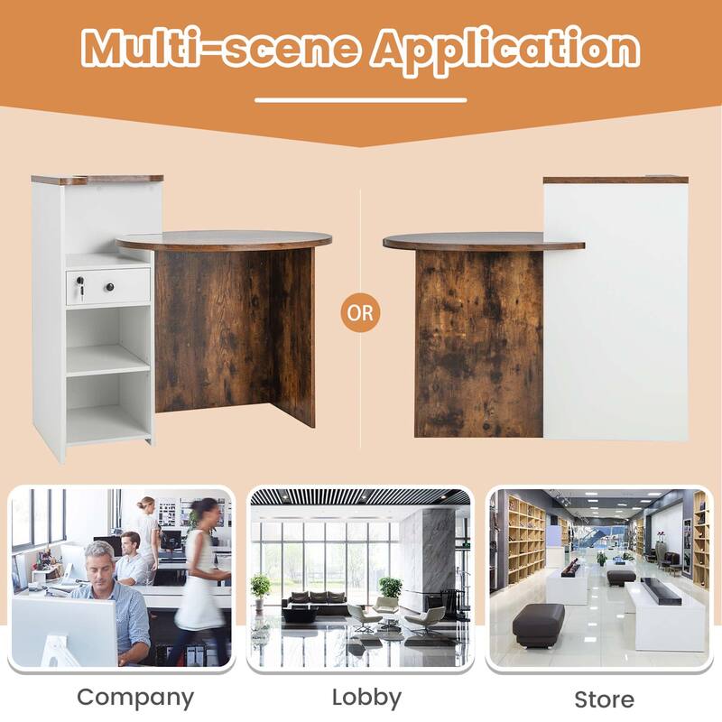 Costway Front Reception Counter Desk Checkout Office Desk with Open