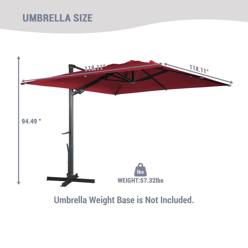 10Ft Cantilever Umbrella Rectangular Crank Market Umbrella