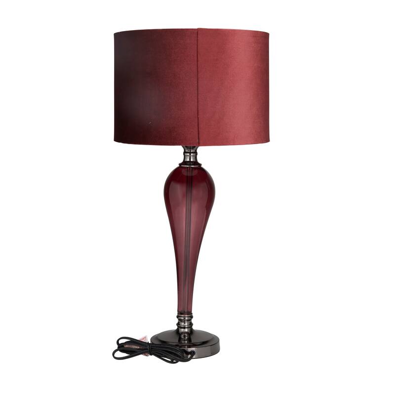 Red Velvet Glam Table Lamp - 13 x 13 x 27