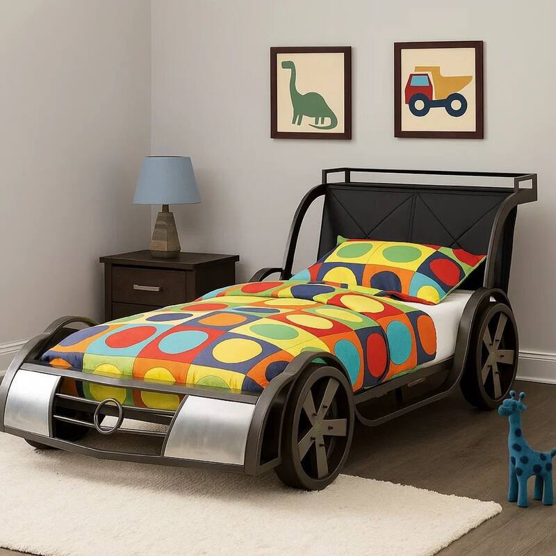 Gatsy GT Race Car Kids Full Bed with Headboard Shelf