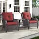 Option Brown Rattan Red Cushion
