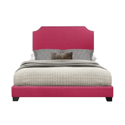 Wyman Pink Fabric Upholstered Panel Bed