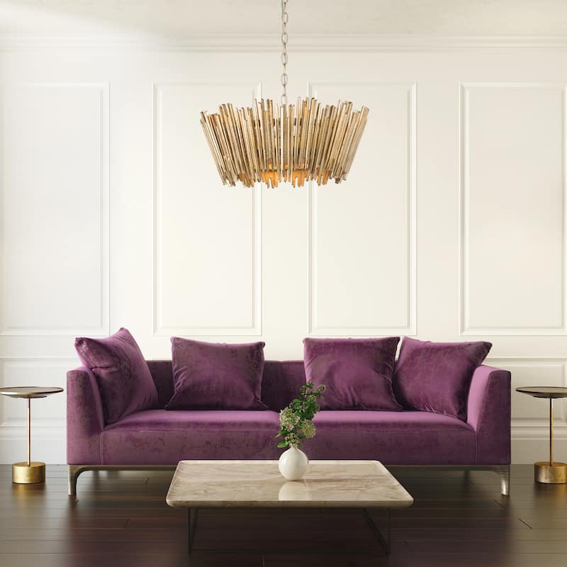 Modern Glam Art Deco Drum Chandelier Accent Dining Room Adjustable Foyer Pendant Light - D20'' x H 13''