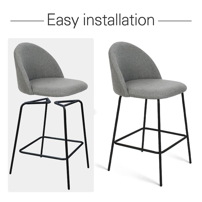 Nano Upholstered 25 inch Metal Frame Counter Stool (Set of 2) - 36"x19"x18"