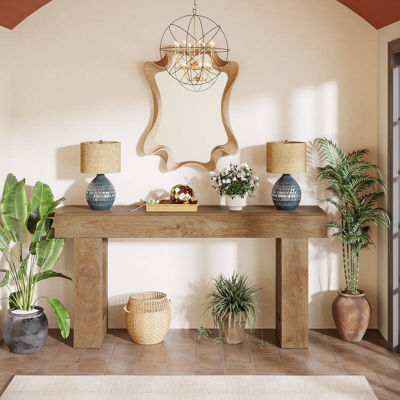 Farmhouse Console Table, 63-Inch Long Narrow Sofa Table Behind The Couch