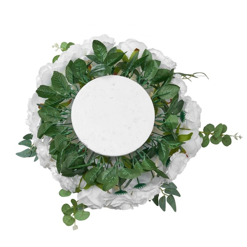 White Silk Rose Flower Balls Set of 10 with Base for Wedding Decor - 17.7 x 17.7 x 7.09 inch