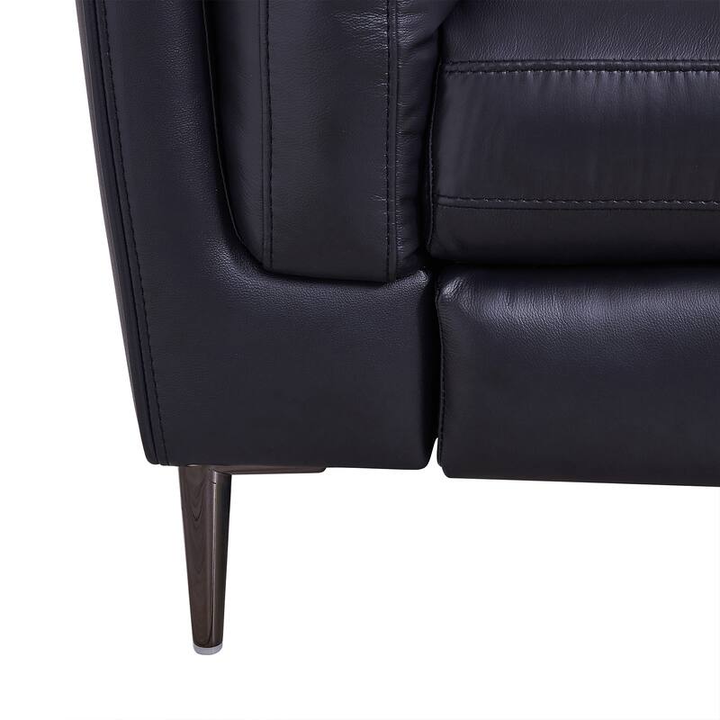 Primrose Navy Leather Sofa with Power Footrest